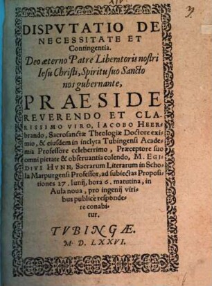 Disputatio de necessitate et contingentia
