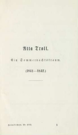 Atta Troll : ein Sommernachtstraum ; (1841-1842)