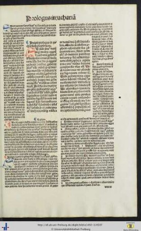 Prologus in zachariam prophetam cum expositione