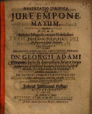 Georg Adam Struven De iure emponematum