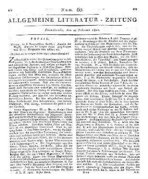Annalen der Physik. Bd. 2-6. Angefangen v. F. A. C. Gren, fortgesetzt v. L. W. Gilbert. Halle: Renger 1799-1800 (Beschluß der im vorigen Sücke abgebrochenen Recension.)