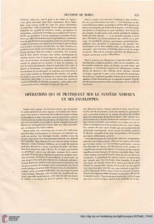 Opérations qui se pratiquent sur le système nerveux et ses enveloppes