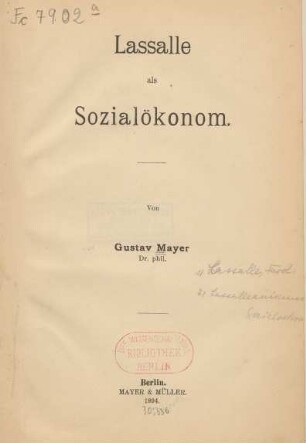 Lassalle als Sozialökonom
