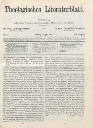225-226 [Rezension] Tiele, Cornelis P., Tiele-Söderblom's Kompendium der Religionsgeschichte