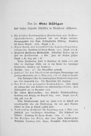 Von Dr. Otto Rüdiger sind bisher folgende Schriften in Buchform erschienen