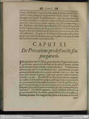 Caput XI. De Precatione prodefunctis seu purgatorio