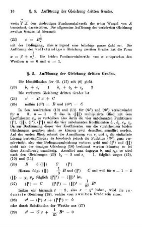 §. 5. Auflösung der Gleichung dritten Grades.