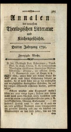 Zwanzigste Woche