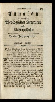 Zwanzigste Woche