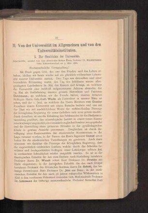 II. Von der Universität im Allgemeinen und von den Universitätsinstituten.