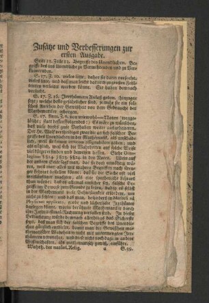 Zusätze und Verbesserungen zur ersten Ausgabe.