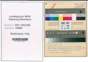 Entnazifizierung Fritz Werthmann , geb. 03.09.1893 (Landwirt)