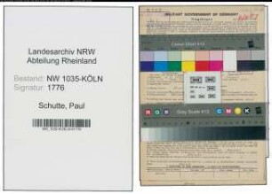 Entnazifizierung Paul Schutte , geb. 02.02.1901 (Bergbauangestellter)