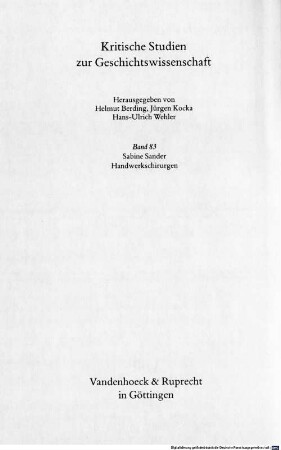 Handwerkschirurgen : Sozialgeschichte einer verdrängten Berufsgruppe