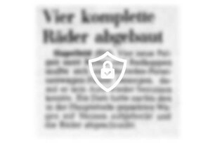 Vier komplette Räder abgebaut