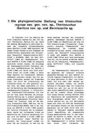 7. Die phylogenetische Stellung von Unasuchus reginae nov. gen. nov. sp., Theriosuchus ibericus nov. sp. und Bernissartia sp.