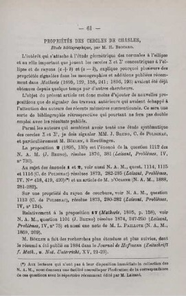 PROPRIÉTÉS DES CERCLES DE CHASLES.