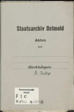 Belegakten zum Heiratsregister der katholischen Gemeinde Stockkämpen, Kreis HAlle (1808-1811)