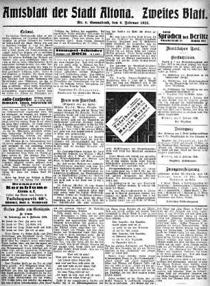Nummer 6. Zweites Blatt. : Sonnabend, den 6. Februar 1926