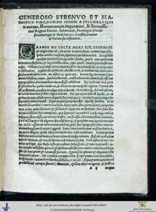Generoso Strenuo et Magnifico Viro, Domino Ioanni a Sylliers…