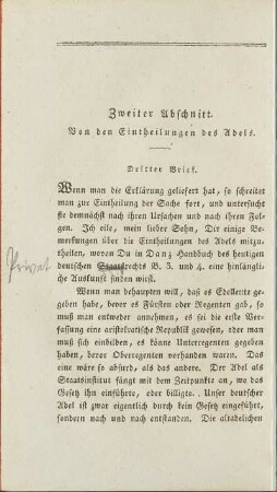 Zweiter Abschnitt. Von den Eintheilungen des Adels.