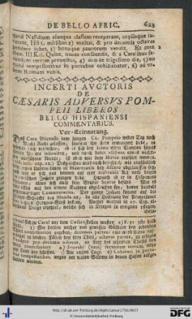De Caesaris Adversus Pompeii Liberos Bello Hispaniensi Commentarius.