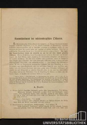 Normalsortiment der württembergischen Obstarten.
