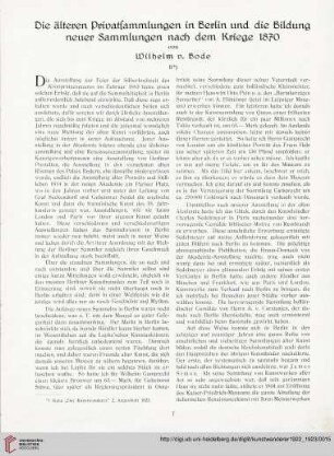 4/5: Die älteren Privatsammlungen in Berlin und die Bildung neuer Sammlungen nach dem Kriege 1870, [2]