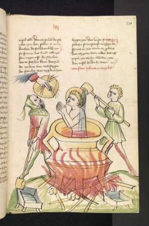 Das Martyrium des Johannes Evangelist in einem Kessel mit siedendem Öl