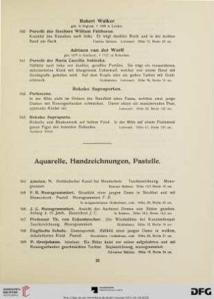 Aquarelle, Handzeichnungen, Pastelle (Nr. 164-193)
