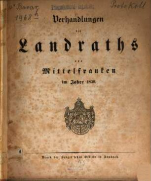 Verhandlungen des Landrathes von Mittelfranken. 1839