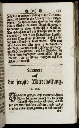 Antwort auf die sechste Unterhaltung.