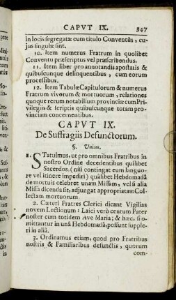 Caput IX. De Suffragiis Defunctorum.