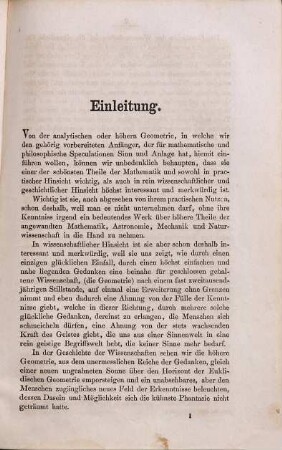 Ausführliches Lehrbuch der analytischen oder höheren Geometrie : zum Selbstunterricht ; mit Rücksicht auf das Nothwendigste und Wichtigste
