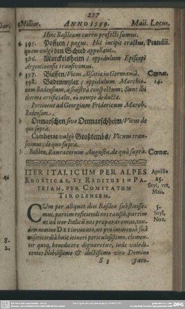 Iter Italicum Per Alpes Rhoeticas, Et Reditus In Patriam, Per Comitatum Tirolensem