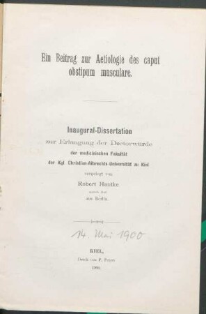 Ein Beitrag zur Aetiologie des caput obstipum musculare