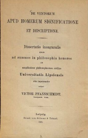De ventorum apud Homerum significatione et descriptione