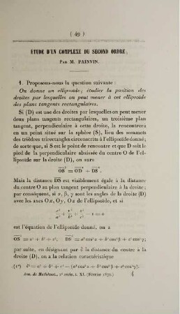 Étude d'un complexe du second ordre.