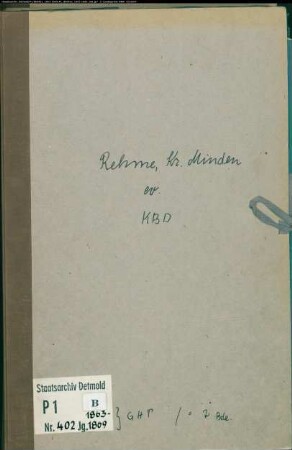 Kirchenbuchduplikat der evangelischen Gemeinde Rehme, Kreis Minden (GHT 1863-1869) (Gemeinde: Evangelische Gemeinde Rehme)