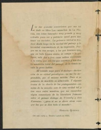 Carta a Benito Lynch en 1916