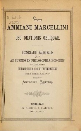 De Ammiani Marcellini usu orationis obliquae