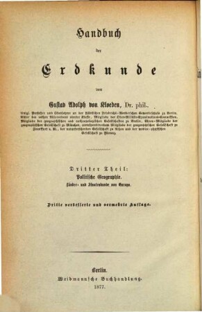 Handbuch der Erdkunde. 3
