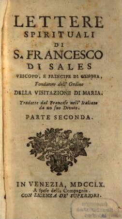 Lettere spirituali, 2. (1760)