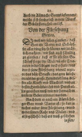 Von der Fürsehung Gottes.