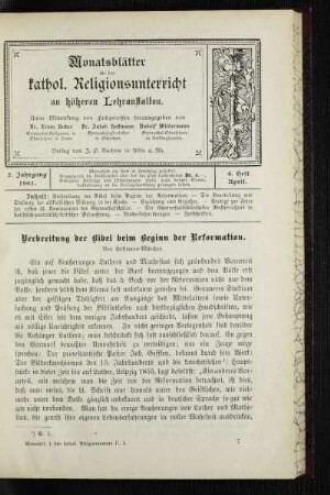 Verbreitung der Bibel beim Beginn der Reformation