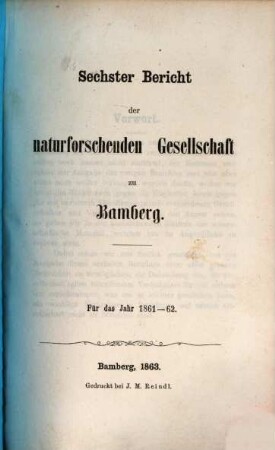 Bericht. 6. 1861/62. - 1863