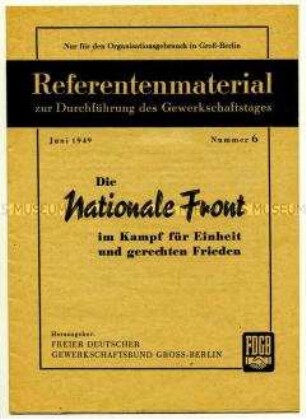 Referentenmaterial des FDGB zur Durchführung des Gewerkschaftstages