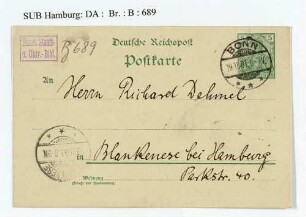 Postkarte an Richard Dehmel