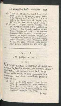 Cap. II. De falsa moneta