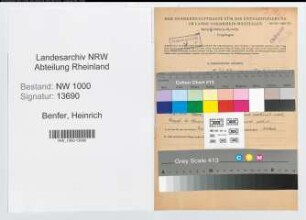 Entnazifizierung Heinrich Benfer, geb. 23.03.1894 (Postangest.)